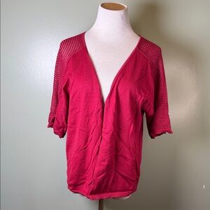 Red Knit Short Sleeve Cardigan